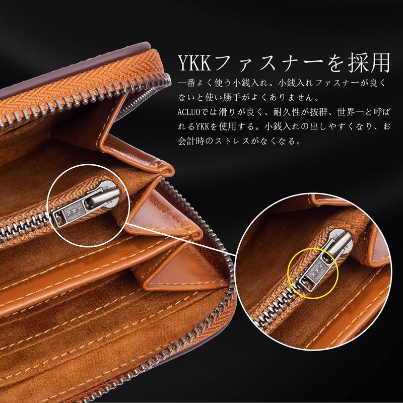 ACLUO Wallet, Men's Long Wallet, Tochigi Leather, Genuine Leather, Made