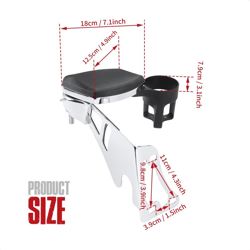 Kiawnia Rear Passenger Armrests with Adjustable Cup Holders for 1997-2013