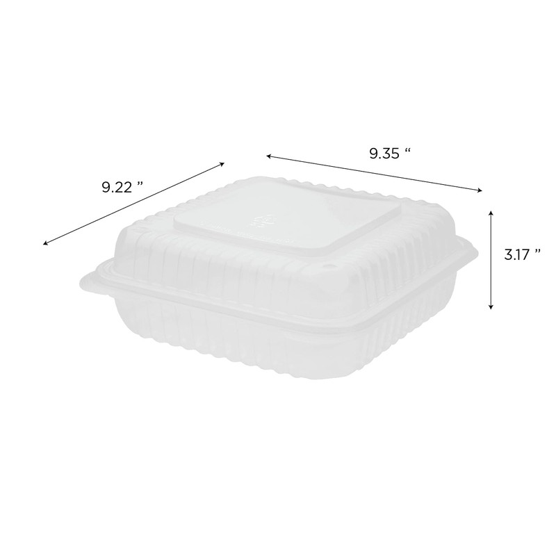 Karat FP-HC99PP-1C 9"x 9" PP Hinged Containers - (Case of