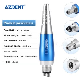 AZDENT 360° Swivel Dental Hygiene Prophy Handpiece Air Motor 4 Holes With 4:1 Nose cone