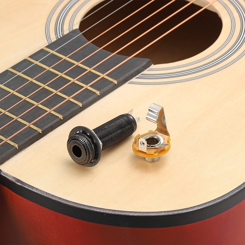 sourcing map Guitar Input Jack 1/4" Stereo Jack Mono Panel