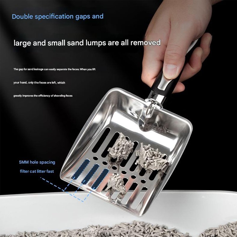 Roczental Stainless Steel Cat Litter Scoop Long Handle Durable Scooper