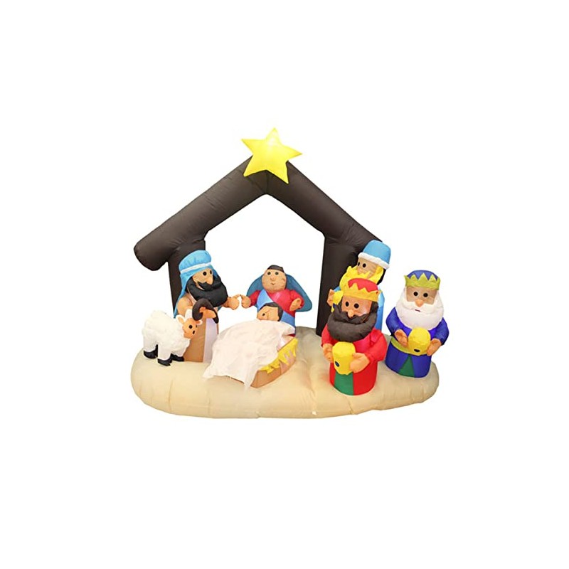 ElectricArt 7 Foot Nativity Scene LED Christmas Inflatable