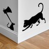 Black Cat Mouse with Axe Funny Wall Sticker Home Decoration