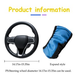 Norkmdi Car Steering Wheel Cover, Elastic Stretch Non-Slip Breathable Vehicle Steering Wheel Protector, Comfortable Automotive Interior Accessories, Universal for SUV RV Truck (Black/Blue)