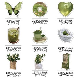 BAIYINGMOER 60 Pcs Olive Green Stickers for Water Bottles, Waterproof Vinyl Vintage Stickers for Scrapbook Laptops, Decorative Decals for Teen Boys Girls