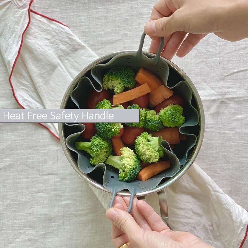  Silicone Steamer Basket 10' Size, Silicone Steamer Insert for