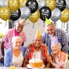 Happy Birthday Balloons for Men Boys, 18Pcs Black Gold Silver