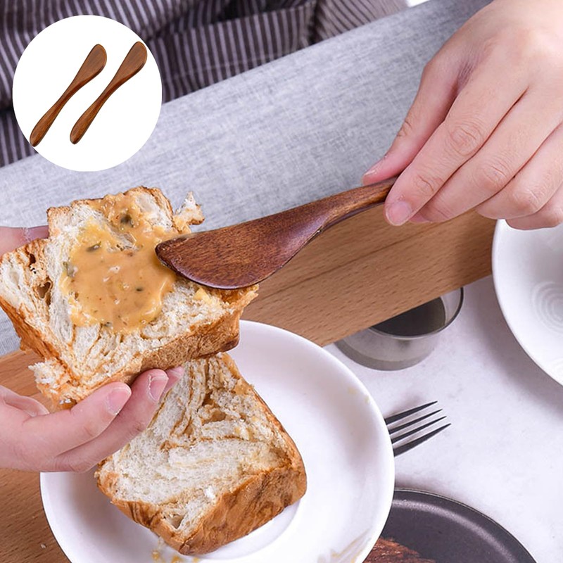 Tsuchbis 2Pcs 6 Inch Wooden Butter Spreaders Mini Kitchen Spatulas