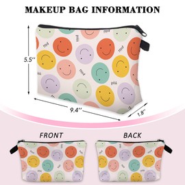 BOONEST Smile Face Makeup Cosmetic Bag Cute Preppy Pouch Organizer Aesthetic Funny Zipper Small Compact Travel Mini Portable Beauty Toiletry Make Up Brush Storage Purse Case Women Teen Girl Waterproof
