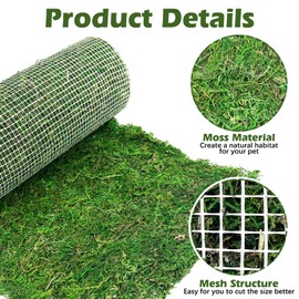 Apatal Reptile Carpet Cuttable Terrarium Mat Artificial Moss Reptile Liner Green Substrate Flooring Bearded Dragon Tank Accessories for Leopard Gecko Lizard Snake Tortoise (11.81" x 47.24")