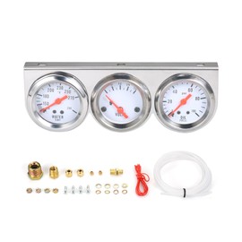 Shkalacar Triple gauge kit, 3 in 1 Car Meter Auto Gauge, 52mm Chrome Voltage Gauge Water Temperature, Pressure Sensor （Voltmeter + Water Gauge + Oil Press Gauge)