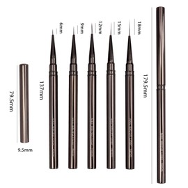 Evponk 5Pcs Nail Art Liner Brushes Set, Professional Painting Art Design Brushes for Nails Gel Polish Drawing Tools for Long Lines, Thin Details, Fine Drawing 6/9/12/15/18mm
