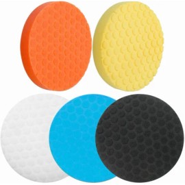 USA Free Shipping 5Pcs 7" Round Polishing Pad Kit Car Waxing Polish Foam Sponge with Buffer Polisher for Sandingmaterial: Premium Elastic Sponge, grit: /