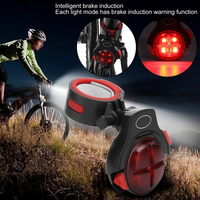 Bike Induction Taillight USB Rechargeable Waterproof Warning LED Rear Lights