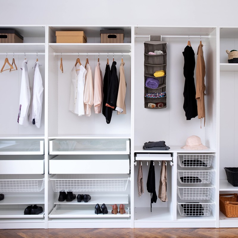 Relaxdays Wardrobe Hanging Shelf, 6 Compartments, Fabric, H x W
