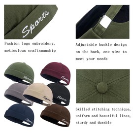 YKDLLF Summer Docker Cap Cotton Docker Cap Sailor Hat Harbour Hat Original Docker Hat Men's Summer Brimless Hat, beige, 57