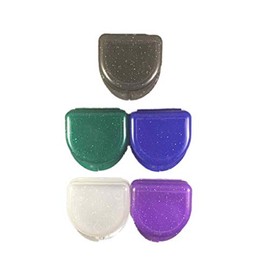 Sparkle/Glitter Gum Shield Case - Mouthguard Box for Ortho Retainers, Nightguards, Dentures (White)