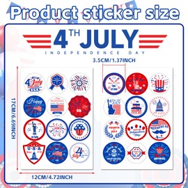 Leesgel 576 PCS (48 Sheet) 4th of July Patriotic Stickers, Patriotic Decorations Stickers for Adult Kids, Sticker Pack for Fourth of July Day Party Favors Games Supplies