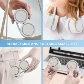 Neck Fan, Portable Bladeless Neck Fans, 4000mAh Foldable Rechargeable Bladeless Fan, 3 Speeds & Enhanced Cooling Power, Hands-Free USB Personal Fan for Men, Women, Outdoor, Travel, Ideal Gift(White)