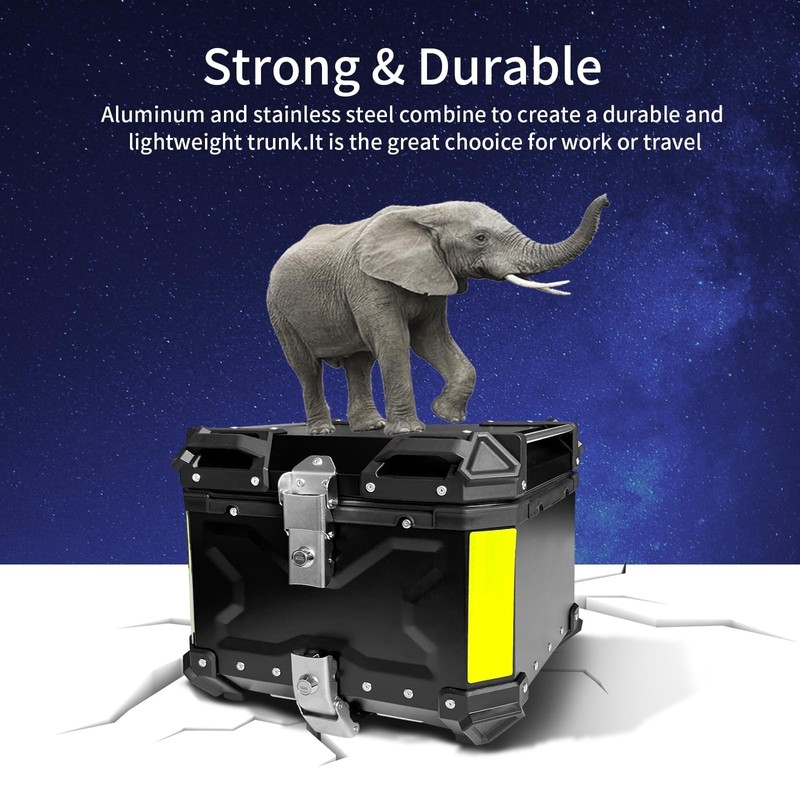 TINGPAI Motorcycle Top Case Set，Including Tail Box、Base Bracket、Backrest、Bag，Waterproof Aluminum Handle