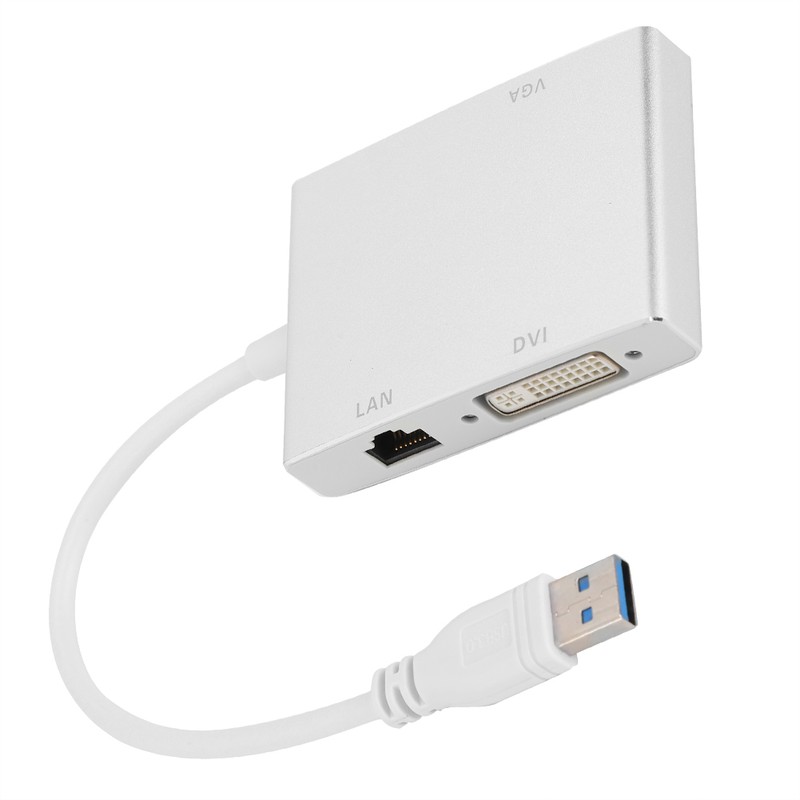 4 in 1 USB3.0 Adapter to VGA DVI HDMI LAN