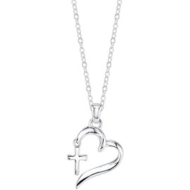 Amy & Annette Women's Faith Hope Love Heart with Cross Necklace