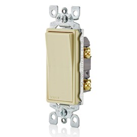 Leviton 15 Amp, 120/277 Volt, Decora Rocker Single-Pole AC Quiet Switch, Residential Grade, Grounding, 5601-2I, Ivory