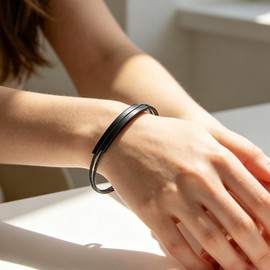 Adorashine Stainless Steel Twisted Cable Wire Bracelet for Women, Minimalist Curved Bar Bangle, 6 Colors Available, Sleek Fashion Jewelry, Gift for Her (Black, Cable Chain, 8.2, Inches)