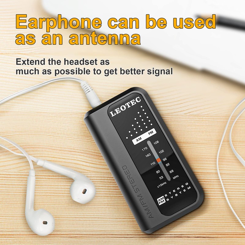 LEOTEC Small Pocket Radios, Battery Operated AM FM Radio, DBS