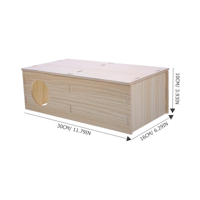 WOONEKY Multi Chamber Wooden Hamster House Durable Hamster Hideout Natural