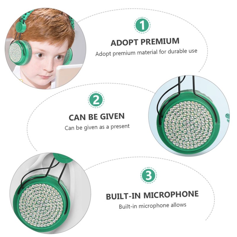 SHINEOFI Rhinestone Dinosaur Headset with Microphone Over Ear Headphones for