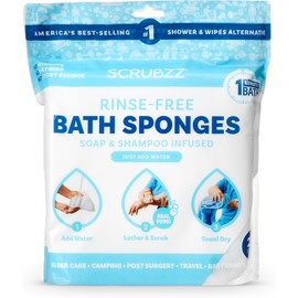 Toallitas de Baño Desechables Scrubzz sin Enjuague, 25 Unidades, Toallitas de Ducha 2 en 1 Activadas con Agua, Sin Jabón ni Enjuague