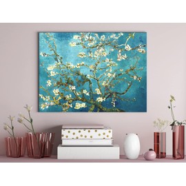 Wieco Art Flowers Paintings Canvas Wall Art for Living Room Bedroom Home Office Decorations Large Almond Blossom by Vincent Van Gogh Classic impressionist Floral Canvas Pictures Print Artwork