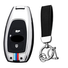 KUNIO Car Key Fob Cover fit for Subaru Outback XV Forester S5 E-Boxer Legecy fit for Toyota GR86 Key Protection Metal Cover Key Cover 3 Buttons Key Chain B Silver