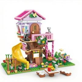 Aigidusansu Pink Tree House Building Set, 685 Pcs Forest House Building Kit, Birthday Gift for Kids Girls Boys Age 6-12 Years (Packed in Bags)