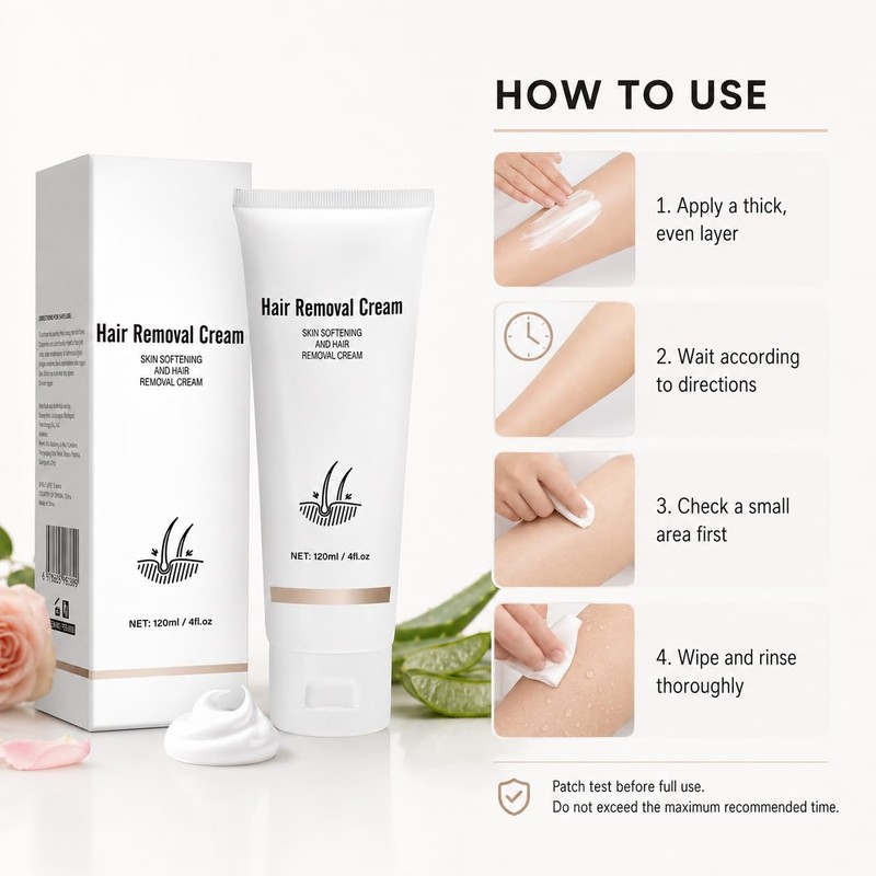 Rose Scented Hair Removal Cream for Legs, Arms and Underarms,