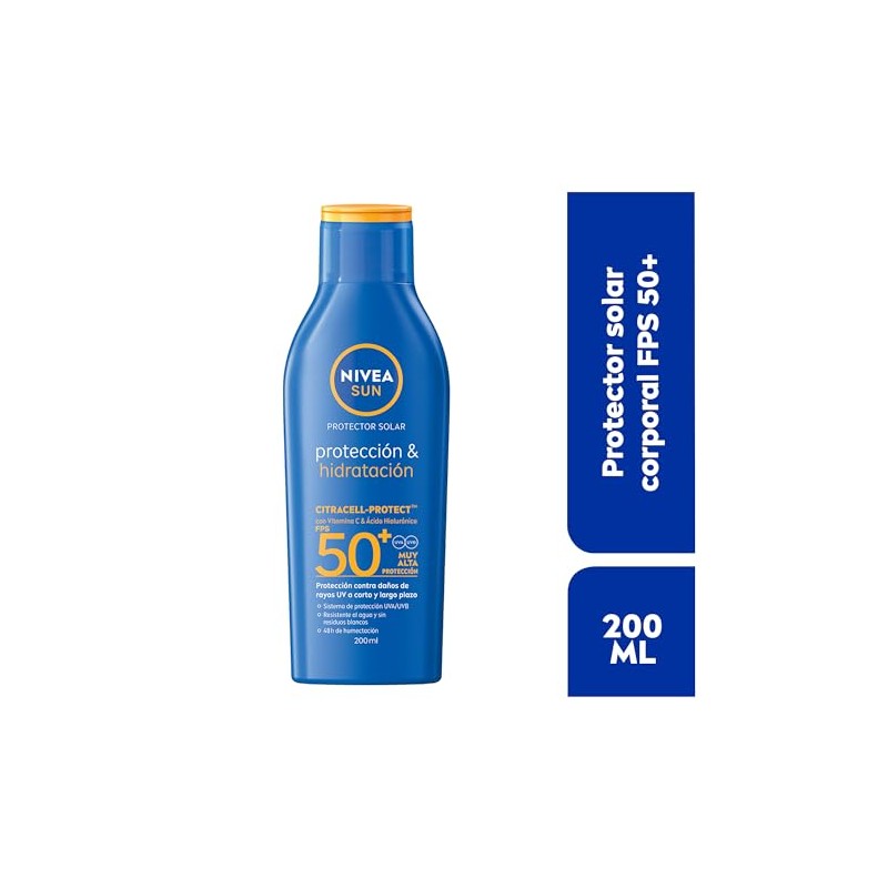 Protector Solar Corporal Nivea Sun Protección Hidratación Fps50 200ml Vitamina