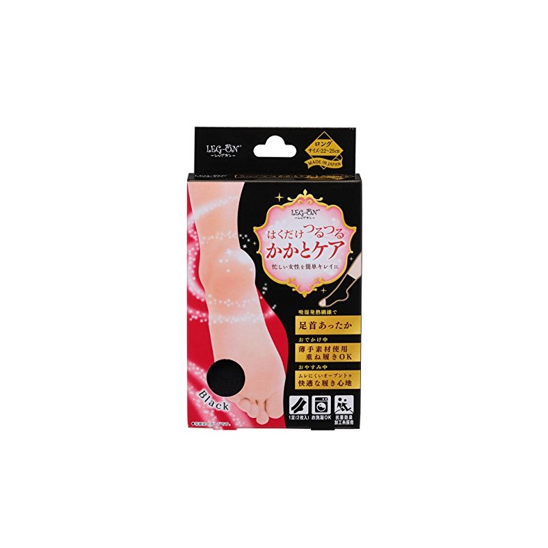 Tamagawa Eshi Leg-On, Easy Heel Care, Long, Black, 1 Pair