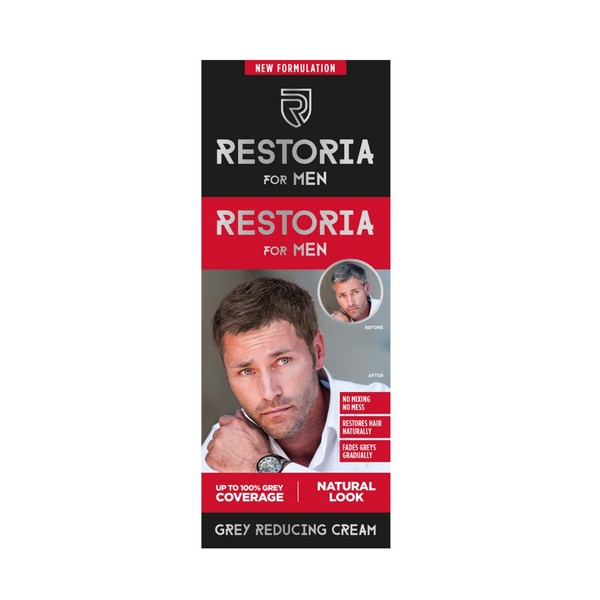 Restoria Grey Reducing Cream for Men - Hair Cream for Restoring Natural Hair Colour Gradually, Up to 100% Grey Coverage - Vegan, 100ml