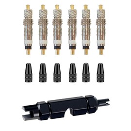 Ciomszan Presta Valve Core Tool Kit, Schrader Valve Stem Removal Tool, Brass Cores and Aluminum Caps, Black (Black Bronze)