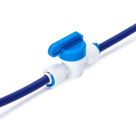1/4inch OD Tube Quick Push to Connect Plastic Plumbing Fitting,Shut Off Ball Valve(white blue) (6)