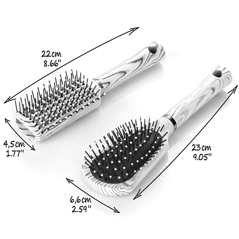 com-four® 2-Piece Hair Brush Set for Men and Women -