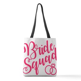 CafePress Bride Squad Script Red Polyester Tote Bag 16"x16"