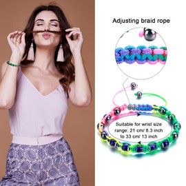 Hicarer Adjustable Mood Bracelet for Women 2 Pieces Dazzling Shimmer Color Changing Beads Based on Emotions Thermochromic Bead Bracelets for Kids and Adult (Colorful Rope)