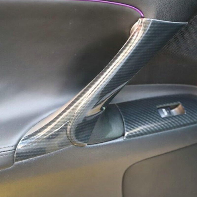 4Pcs Carbon Fiber Color Interior Door Armrest Panel Trim Plastic