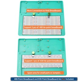 Makeronics 7 in 1 Green RAB Holder for Raspberry Pi | Arduino | Solderless Breadboard, Base Plate with Rubber Feet for Raspberry Pi 4 Model B|3B+/B|2B+/B|Zero |Zero W and Arduino Mega 2560 | Uno R3