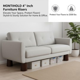 MONTIHOLD Bed Risers 4 Inch, Premium Pine Wood Furniture Risers - Sturdy 4-Inch Lifts for Heavy-Duty Support and Enhanced Decor (Dark Brown, 4 Inch)