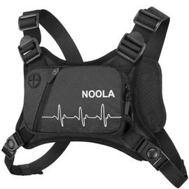 NOOLA Running Chest Pack for Men Women, Lightweight Running Vest Reflective Gear Sport Chest bag with Phone Holder, Workouts Outdoor Pack for Running, Hiking, Cycling, Jogging, Black, Black, Outdoor