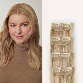 Luxy Hair 12" Dimensional Beige Blonde Scalp Hair Fill-Ins Clip-In Hair Extensions (30 grams) 100% Remy Human Hair, For Thinning Near Scalp, 4-Piece Set, Mimics Hair Growth